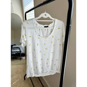 Rails Lemon Print Linen Tee Size XS